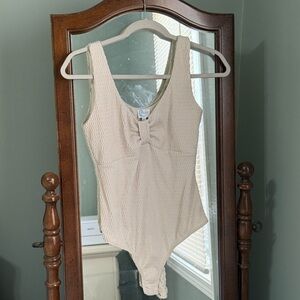 Francesca's Collections Beige Ribbed Top